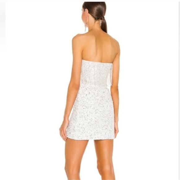 Retrofete Cassandra Dress in White Size Large Strapless Sequin Beaded NWT Bridal - Picture 2 of 13